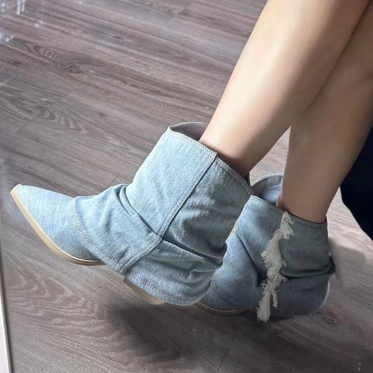 Stivaletti in Denim pieghettat - Women'S Shoes Navy Blue recensione e prezzo