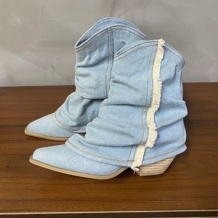 Stivaletti in Denim pieghettat - Women'S Shoes Navy Blue recensione e prezzo