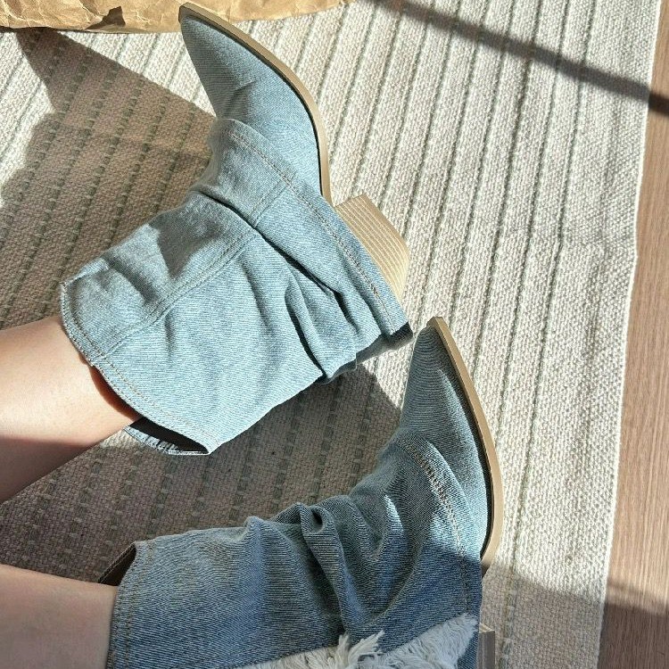 Stivaletti in Denim pieghettat - Women'S Shoes Navy Blue recensione e prezzo
